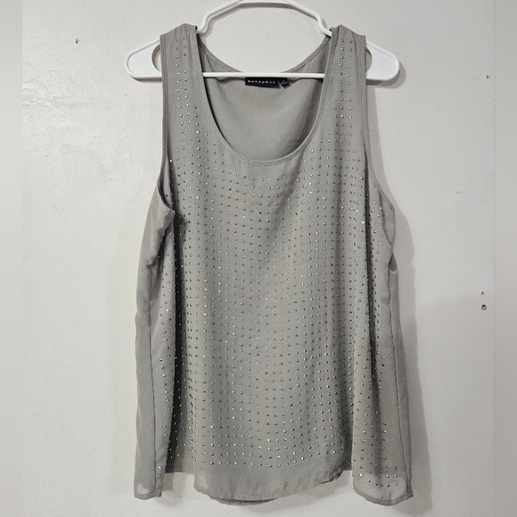 Metaphor Rhinestone Studded Gray Tank Top! - Picture 1 of 6